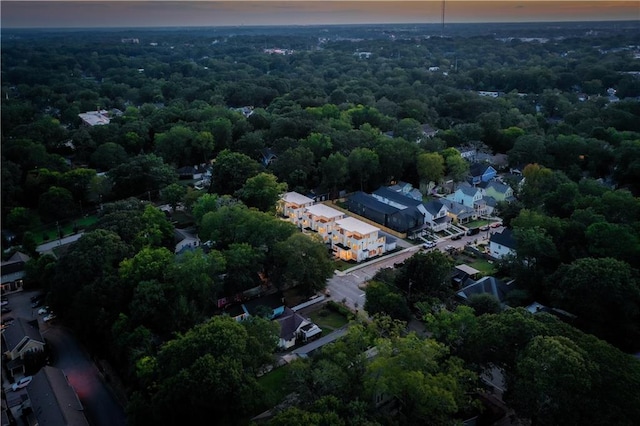 view of aerial view at dusk