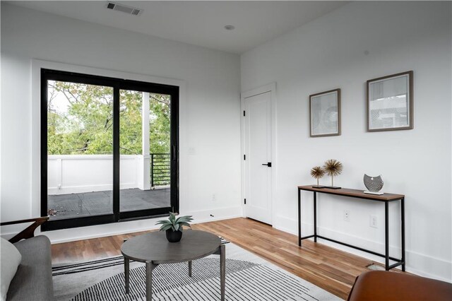 interior space with hardwood / wood-style flooring