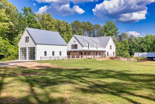 view of front of home featuring a front lawn