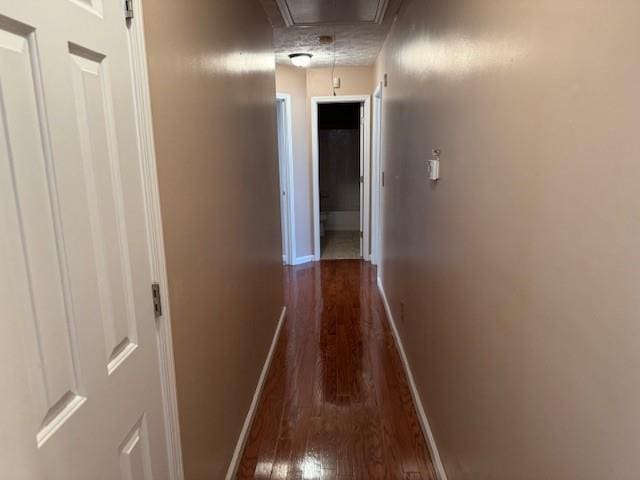 hallway with dark hardwood / wood-style floors