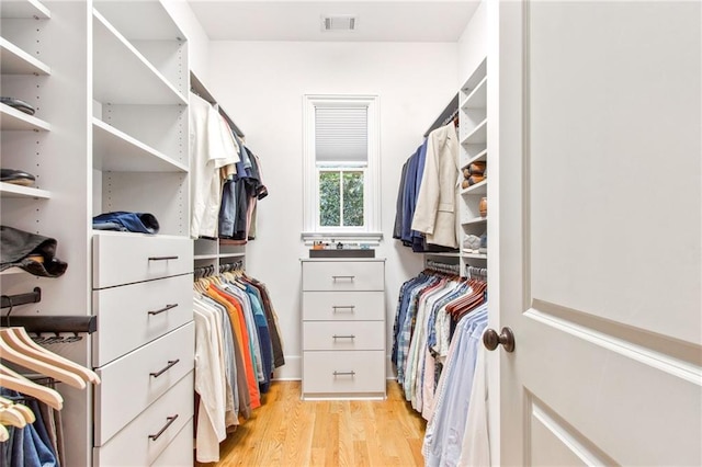 walk in closet featuring light hardwood / wood-style floors