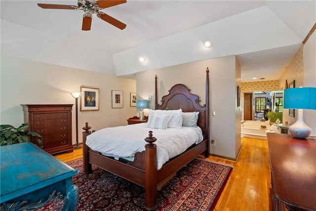 4820 Coppedge Trl, Peachtree Corners, GA 30096 - bedroom featuring wood finished floors, ceiling fan, and vaulted ceiling