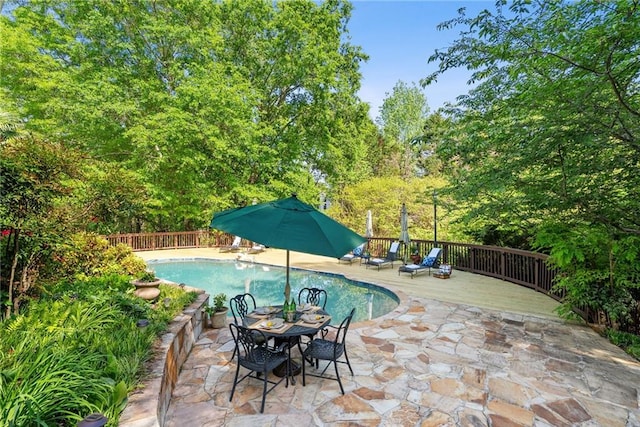 4820 Coppedge Trl, Peachtree Corners, GA 30096 - view of swimming pool featuring a deck, outdoor dining area, and a patio