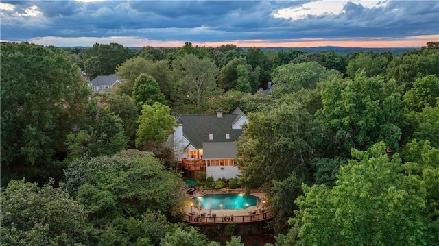 4820 Coppedge Trl, Peachtree Corners, GA 30096 - view of subject property with a heavily wooded area and a pool area