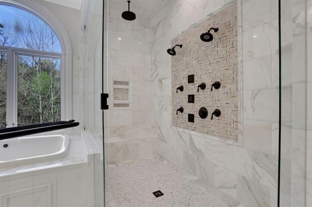 821 Camden Park Ct, Atlanta, GA 30342 - full bath featuring a marble finish shower and a bath