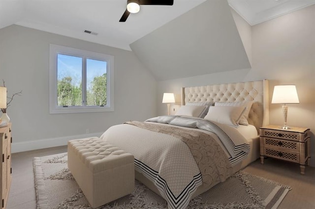 821 Camden Park Ct, Atlanta, GA 30342 - bedroom with lofted ceiling and ceiling fan