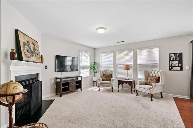 living room featuring carpet floors