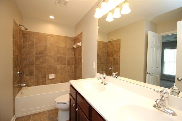 942 Idlewood Dr, Canton, GA 30115 - full bath with toilet, bathtub / shower combination, double vanity, and tile patterned floors