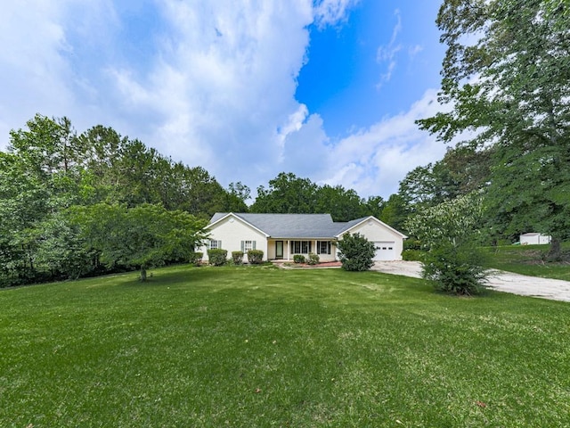 10307 E Cherokee Dr, Canton, GA 30115 - ranch-style home with driveway, an attached garage, and a front lawn