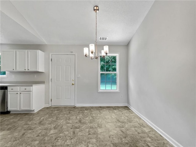 256 Prometheous Way, Rockmart, GA 30153 - unfurnished dining area with a chandelier and lofted ceiling