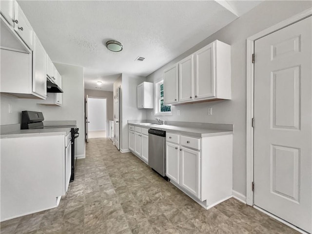 256 Prometheous Way, Rockmart, GA 30153 - kitchen with dishwasher, stove, under cabinet range hood, light countertops, and white cabinets