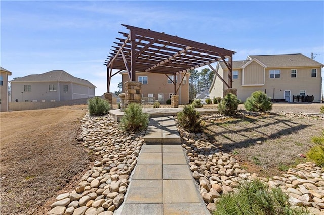 view of yard featuring a pergola