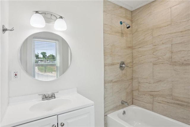 full bath with vanity and shower / washtub combination