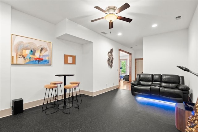 49 Waterside Dr SE, Cartersville, GA 30121 - living area featuring a ceiling fan and recessed lighting