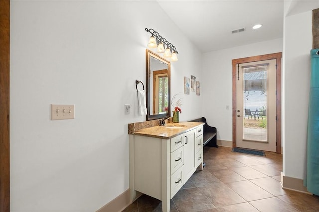 49 Waterside Dr SE, Cartersville, GA 30121 - bathroom featuring vanity, recessed lighting, and tile patterned flooring