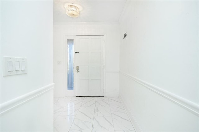 corridor with crown molding