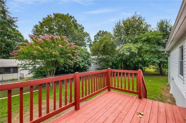 deck with a yard