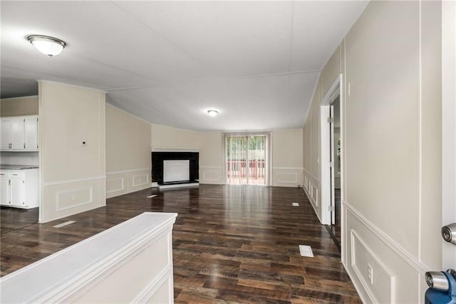 living room with dark wood-type flooring