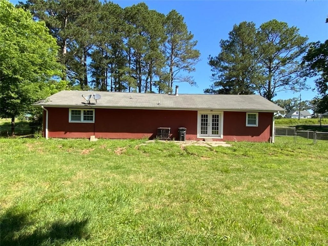 995 Gadsden Rd, Cave Spring, GA 30124 - back of house with french doors and stucco siding