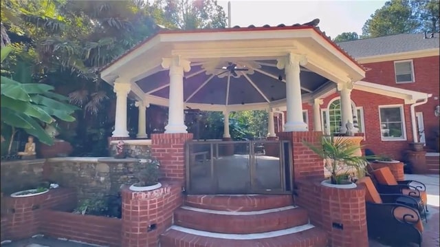 exterior space featuring a gazebo