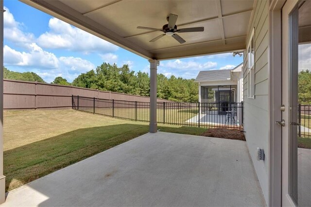 view of patio with ceiling fan