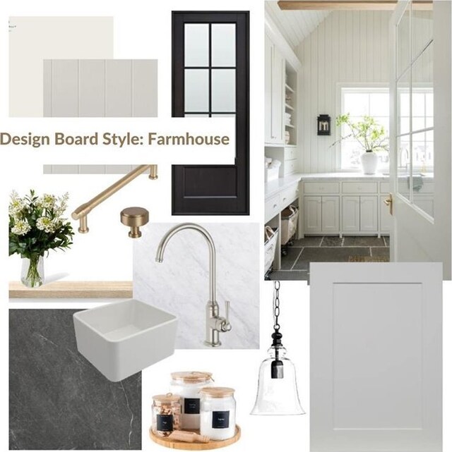 interior space featuring a sink and vaulted ceiling