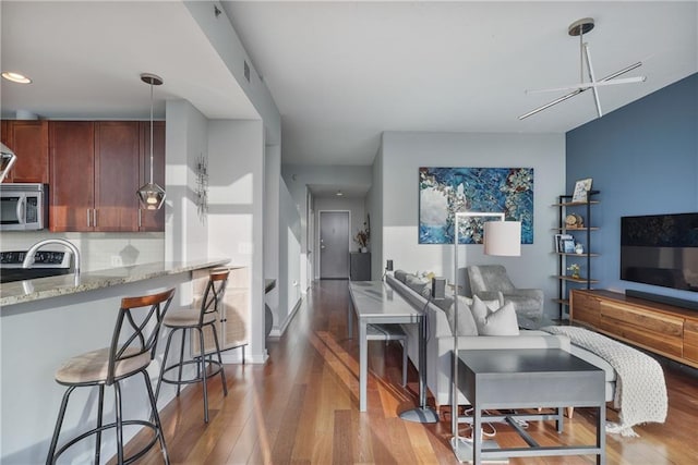 living area featuring wood finished floors