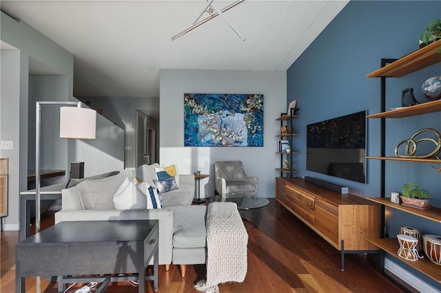 living area with wood finished floors