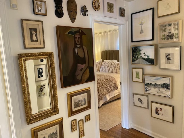 hall featuring dark hardwood / wood-style floors