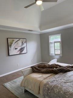 1200 Larson Ln SW, Marietta, GA 30064 - carpeted bedroom featuring high vaulted ceiling, baseboards, and ceiling fan