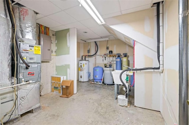 utilities featuring water heater and electric panel