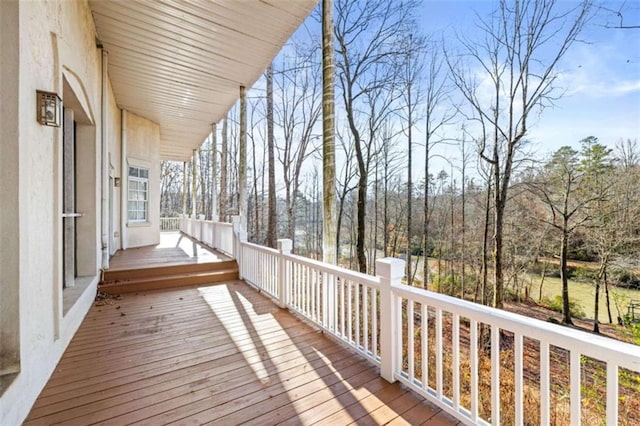 wooden deck with covered porch