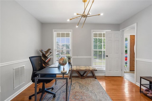 4901 Wilkie Way NW, Acworth, GA 30102 - office space with a chandelier and hardwood / wood-style flooring