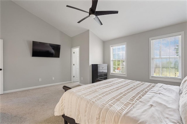 4901 Wilkie Way NW, Acworth, GA 30102 - bedroom with lofted ceiling, carpet, and a ceiling fan