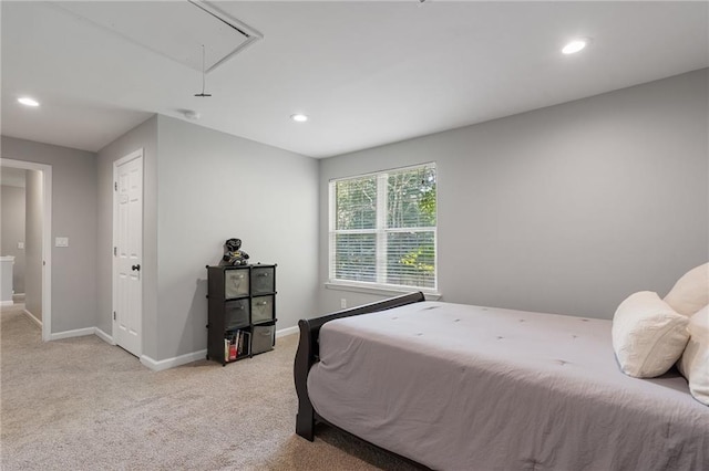 4901 Wilkie Way NW, Acworth, GA 30102 - bedroom with attic access, light carpet, and recessed lighting