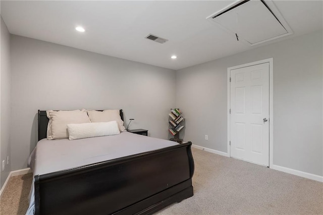 4901 Wilkie Way NW, Acworth, GA 30102 - bedroom with attic access, light carpet, and recessed lighting
