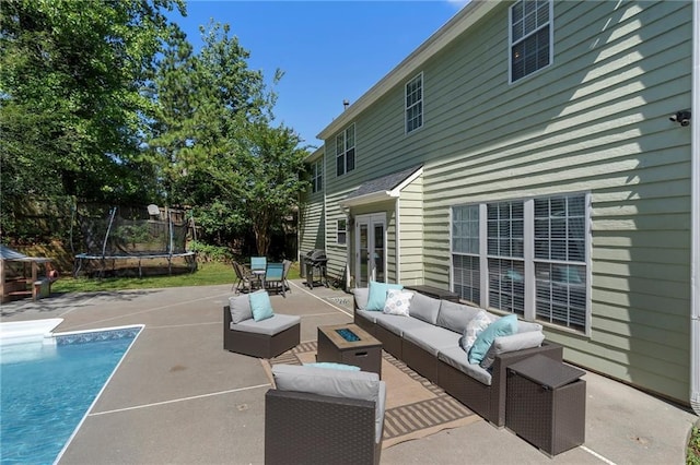 4901 Wilkie Way NW, Acworth, GA 30102 - view of patio featuring a trampoline, an outdoor hangout area, and outdoor dining space