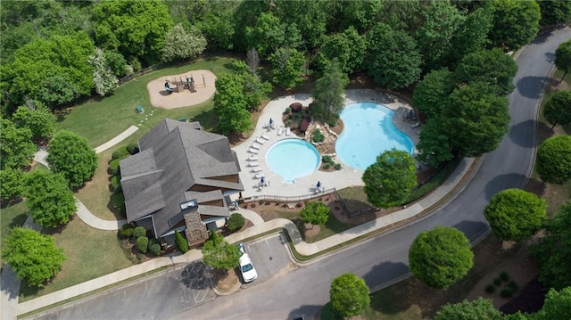 bird's eye view of a pool