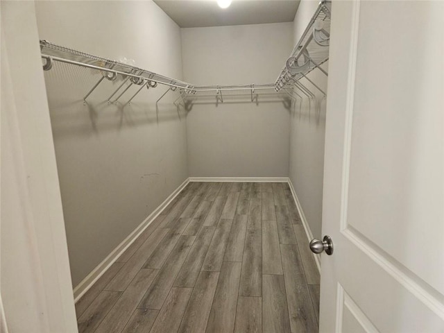 spacious closet with wood finished floors