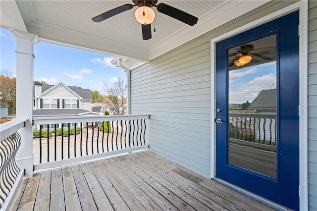 deck with a ceiling fan