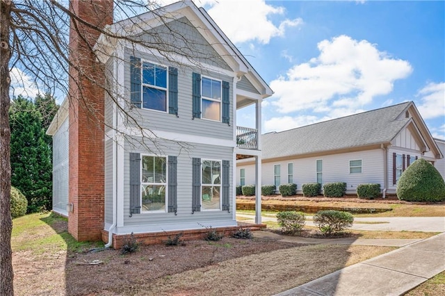 view of front of house with a chimney