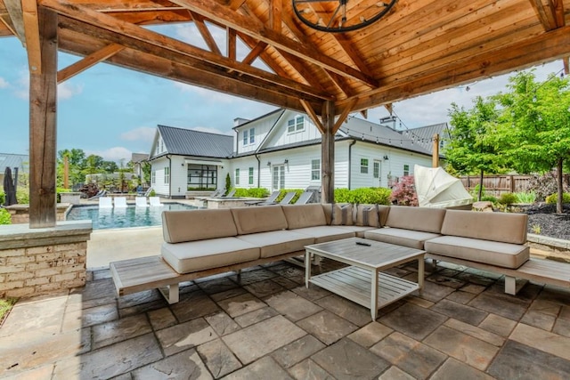 6044 Wade Orr Rd, Flowery Branch, GA 30542 - view of patio with outdoor lounge area and an outdoor pool