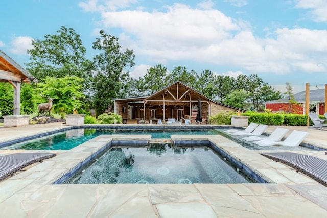 6044 Wade Orr Rd, Flowery Branch, GA 30542 - view of pool featuring a pool with connected hot tub and a patio