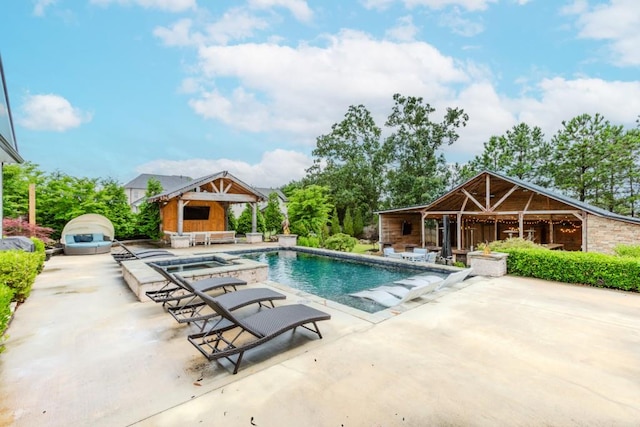 6044 Wade Orr Rd, Flowery Branch, GA 30542 - outdoor pool with a patio area, a gazebo, and an outdoor hangout area