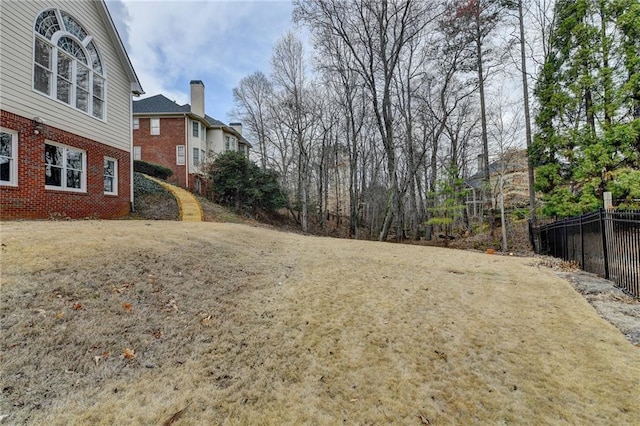 view of yard featuring fence