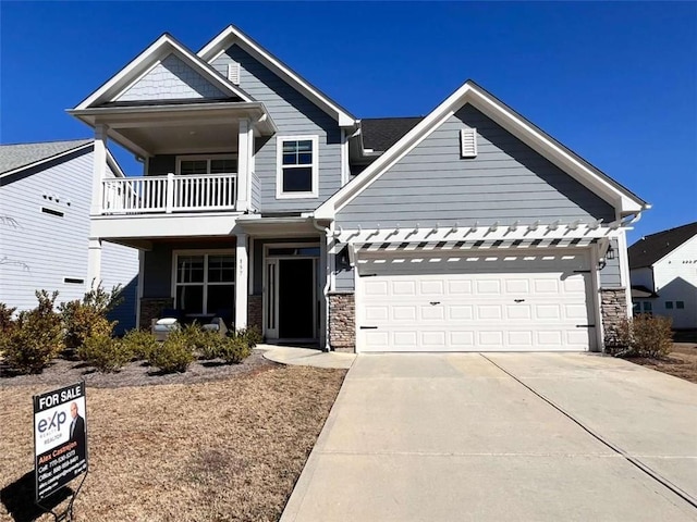 craftsman inspired home featuring a garage