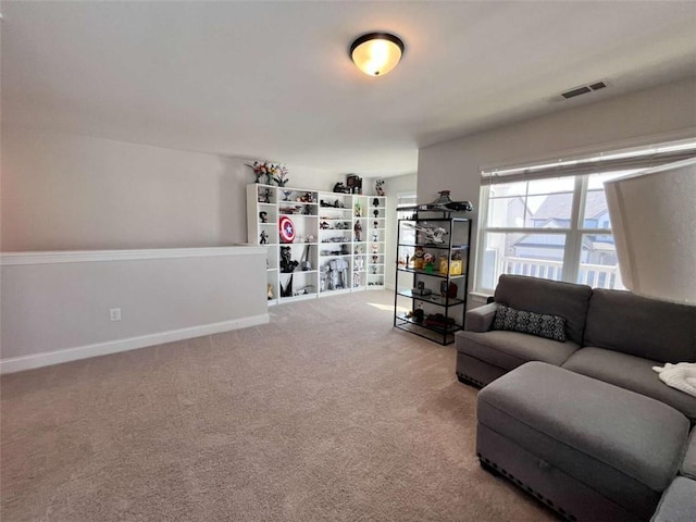 living room with carpet floors