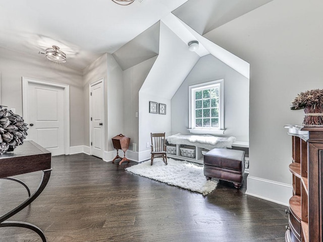 5039 Towne Lake Hls N, Woodstock, GA 30189 - foyer with dark wood-style floors, baseboards, and lofted ceiling