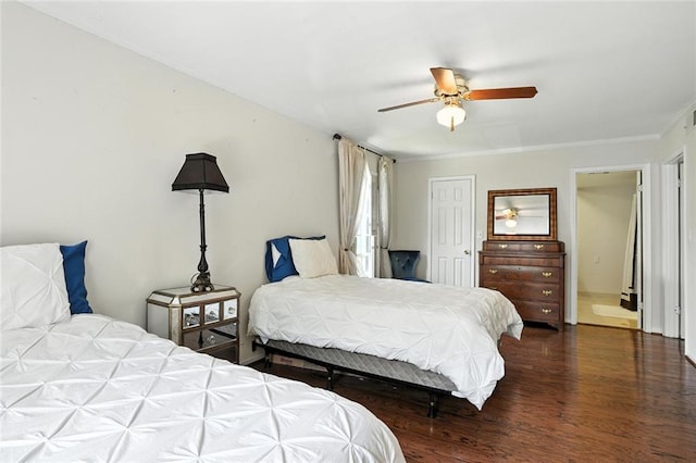 6851 Roswell Rd Unit F5, Sandy Springs, GA 30328 - bedroom featuring wood finished floors, ornamental molding, and ceiling fan