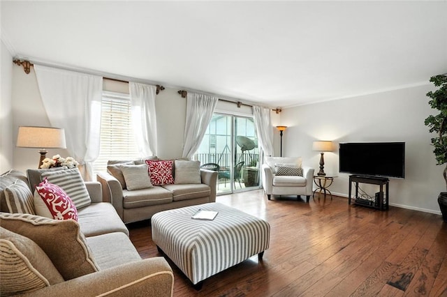 6851 Roswell Rd Unit F5, Sandy Springs, GA 30328 - living area with crown molding and hardwood / wood-style flooring